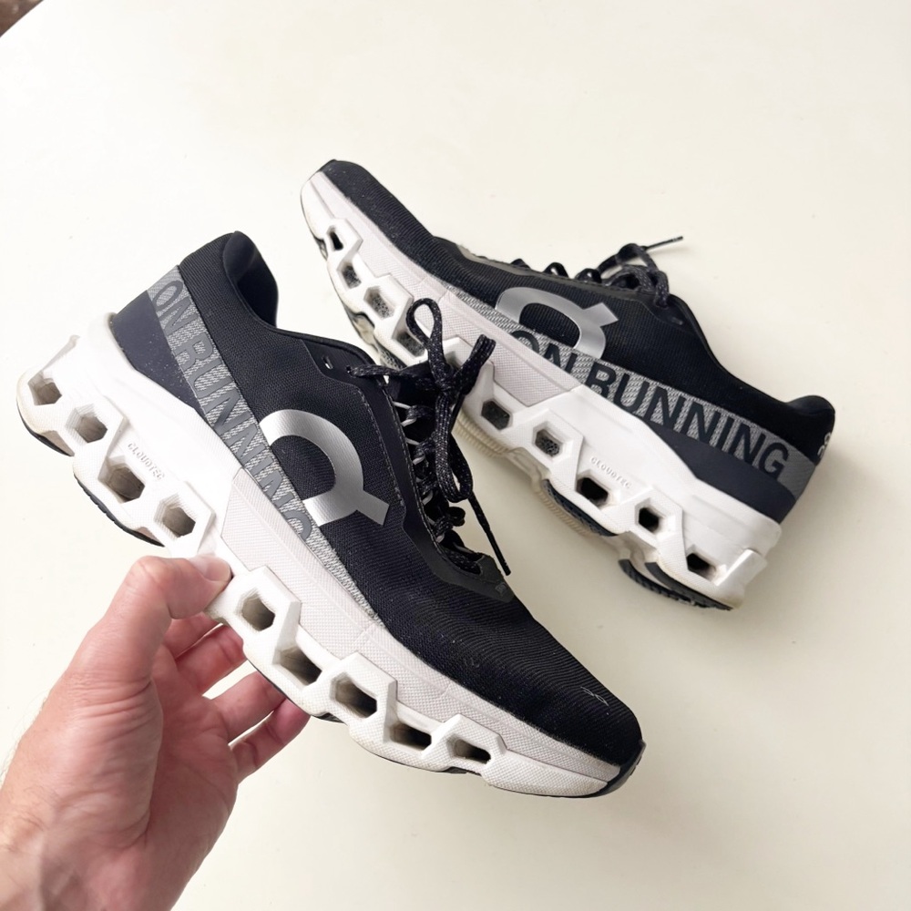 On Running Black and White Athletic Shoes